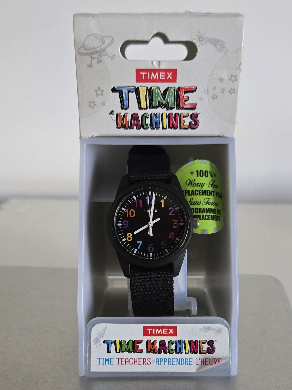 TIMEX Time Machines Kids Elastic Black Watch. Multi Color Numbers. Works !